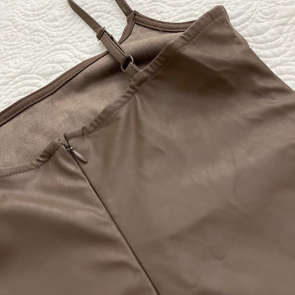 WILD FABLE Faux Leather Slip Dress in Dark Taupe Size XS - Picture 11 of 16